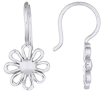 Silver Earrings Minimalist Daisy Open Petals by BeYindi 