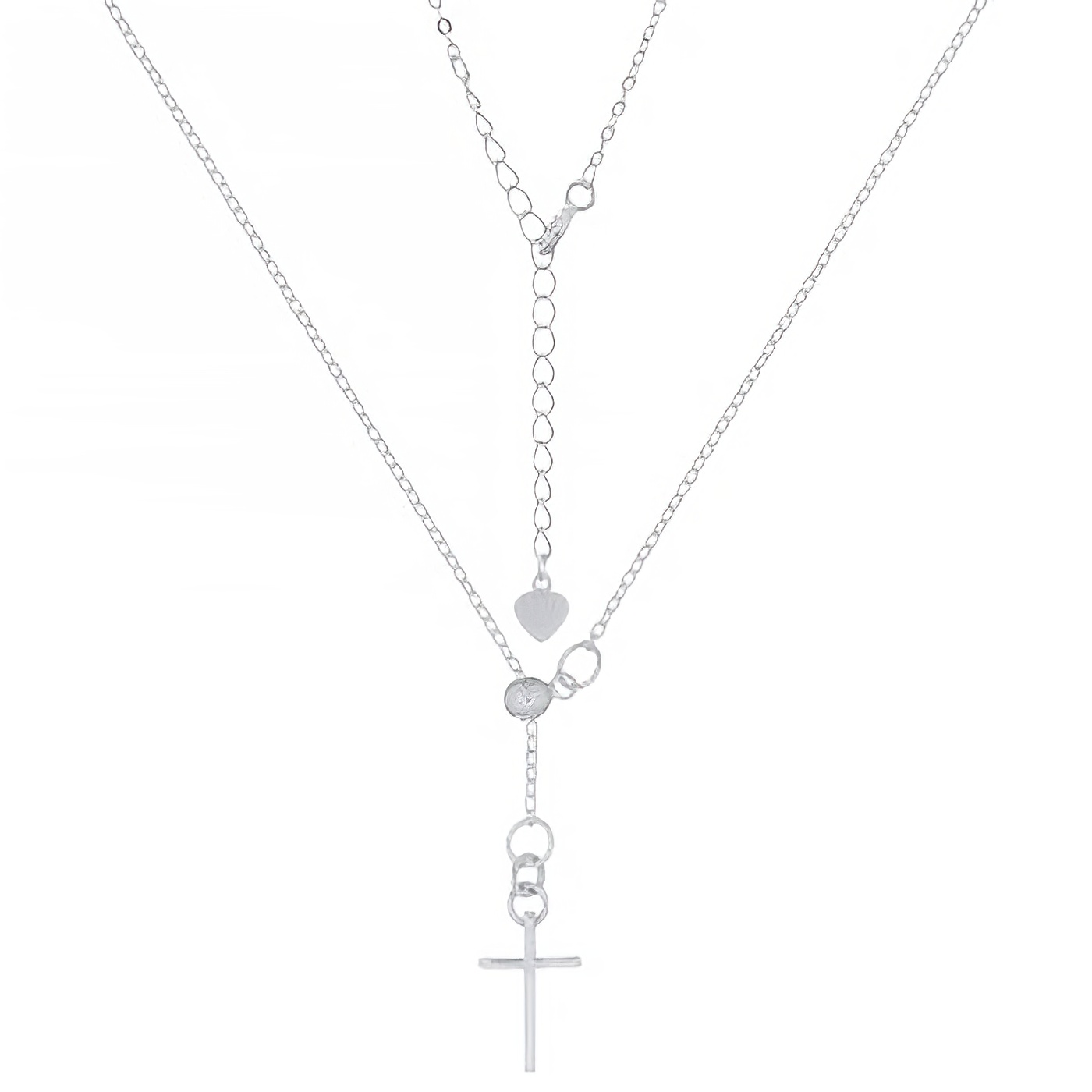 Cross Latin Adjustable Design Silver Plated 925 Chain Necklace by BeYindi 