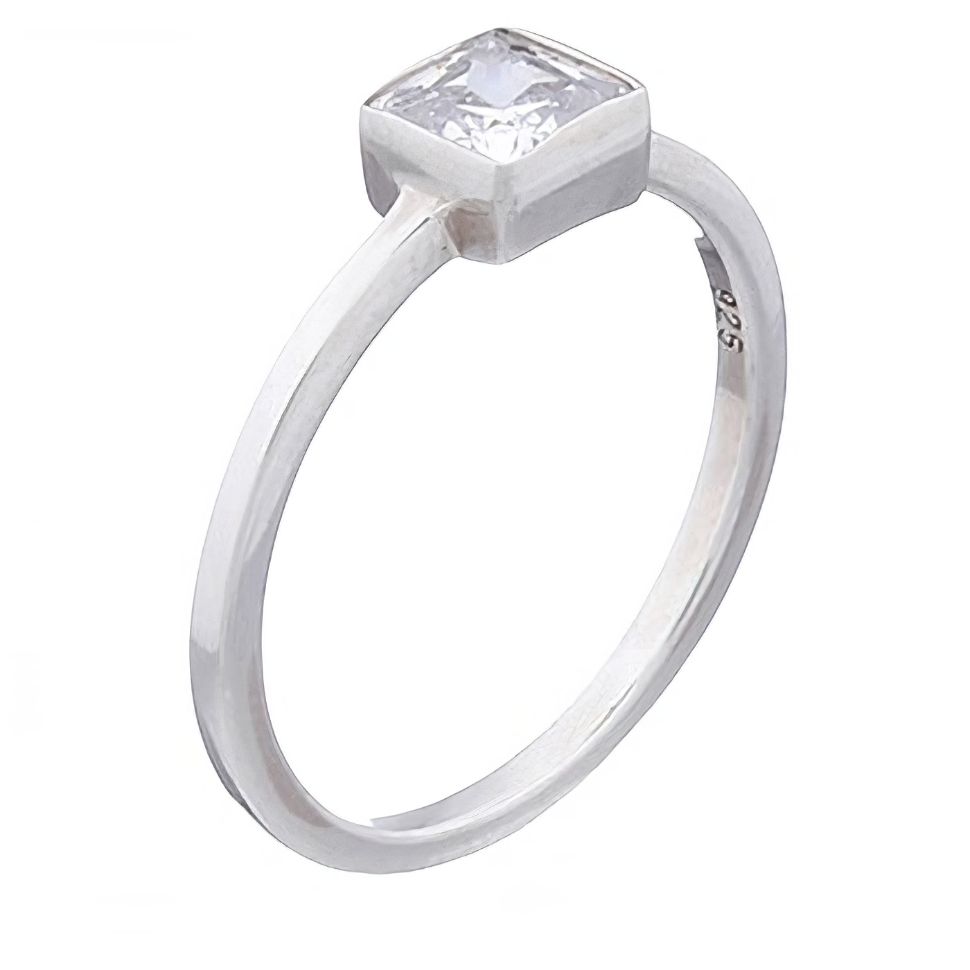 925 Silver Ring Clear Squared Cubic Zirconia Stone by BeYindi 