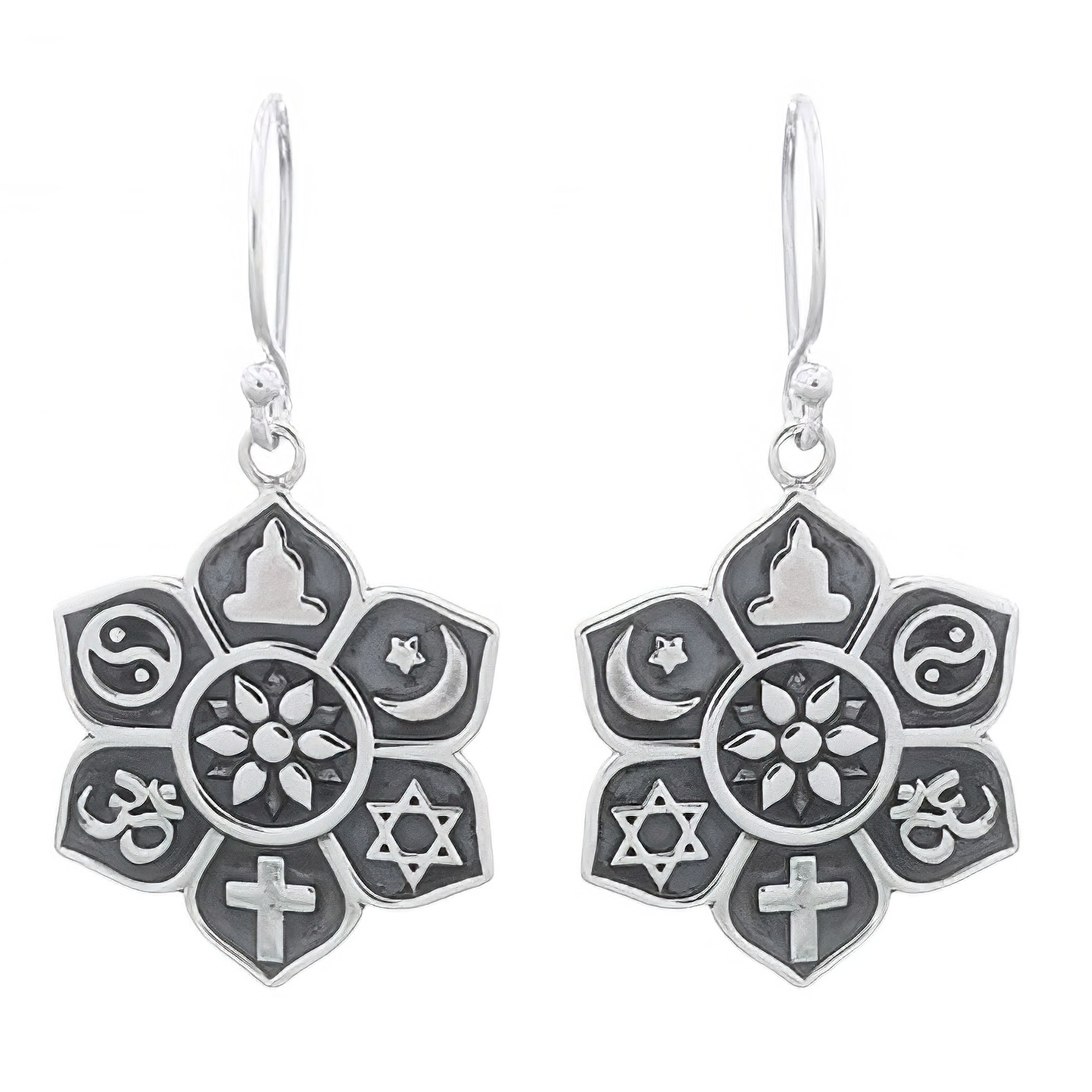 Coexist Oxidized 925 Silver Dangle Earrings by BeYindi 