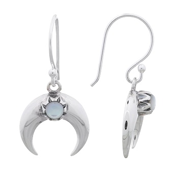 Mother Of Pearl Moon 925 Silver Hoop Earrings by BeYindi 