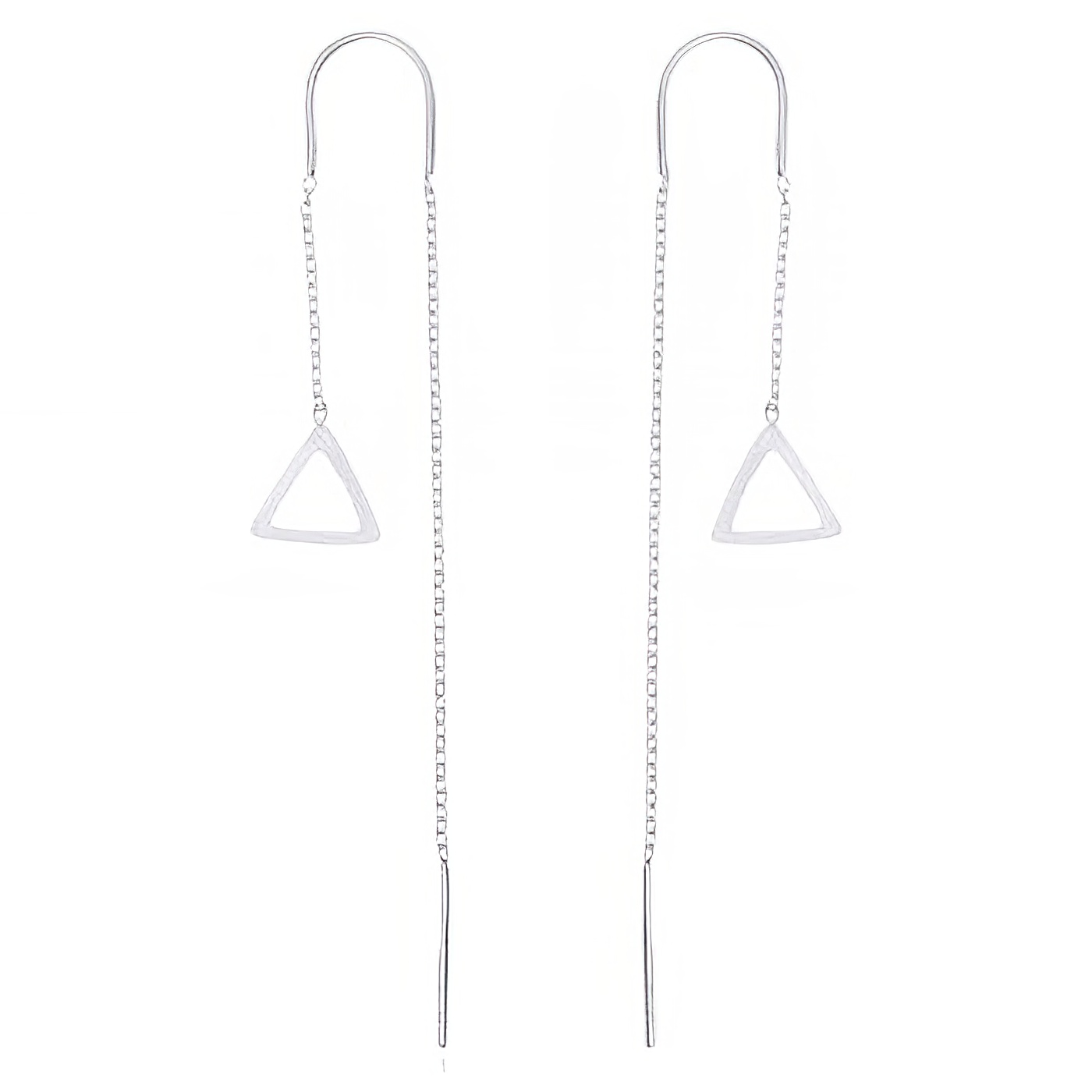 Stamped Triangle 925 Silver Cable Chain Threader Earrings by BeYindi 