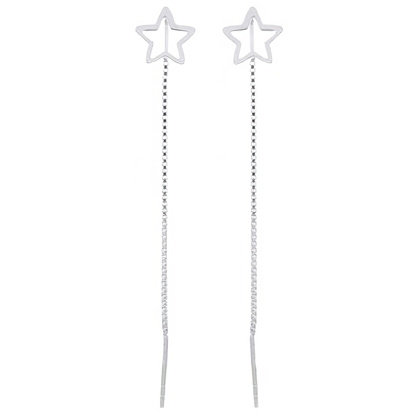 Figured Star Silver Box Chain Threader 925 Earrings by BeYindi 