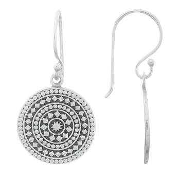 Bohemian Mandala Silver Dangle Earrings by BeYindi 