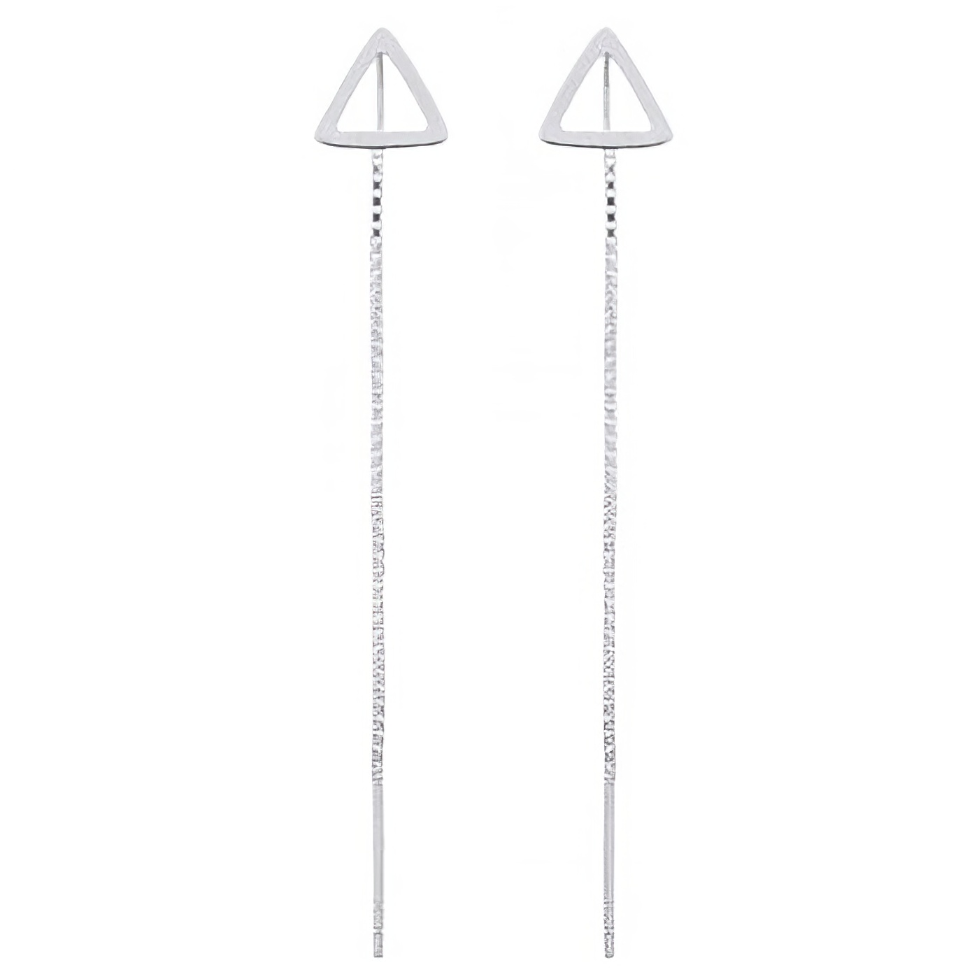 Figured Triangle Silver Box Chain Threader 925 Earrings by BeYindi 