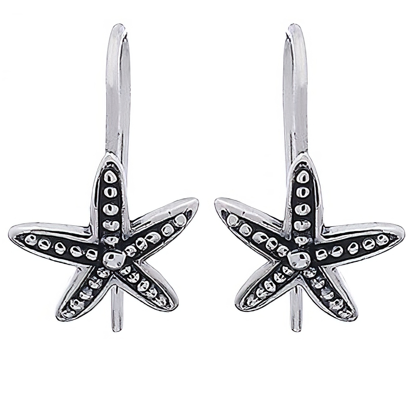 Dotted Starfish Silver Drop Earrings by BeYindi 