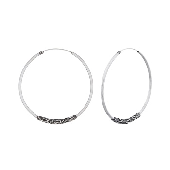 Trible Waves In Twisted Plain Wire 925 Silver Bali Hoop Earrings by BeYindi 