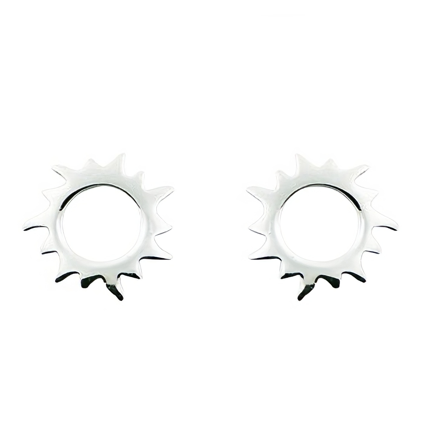 Small Trendy Open Sun Sterling Silver Stud Earring by BeYindi 