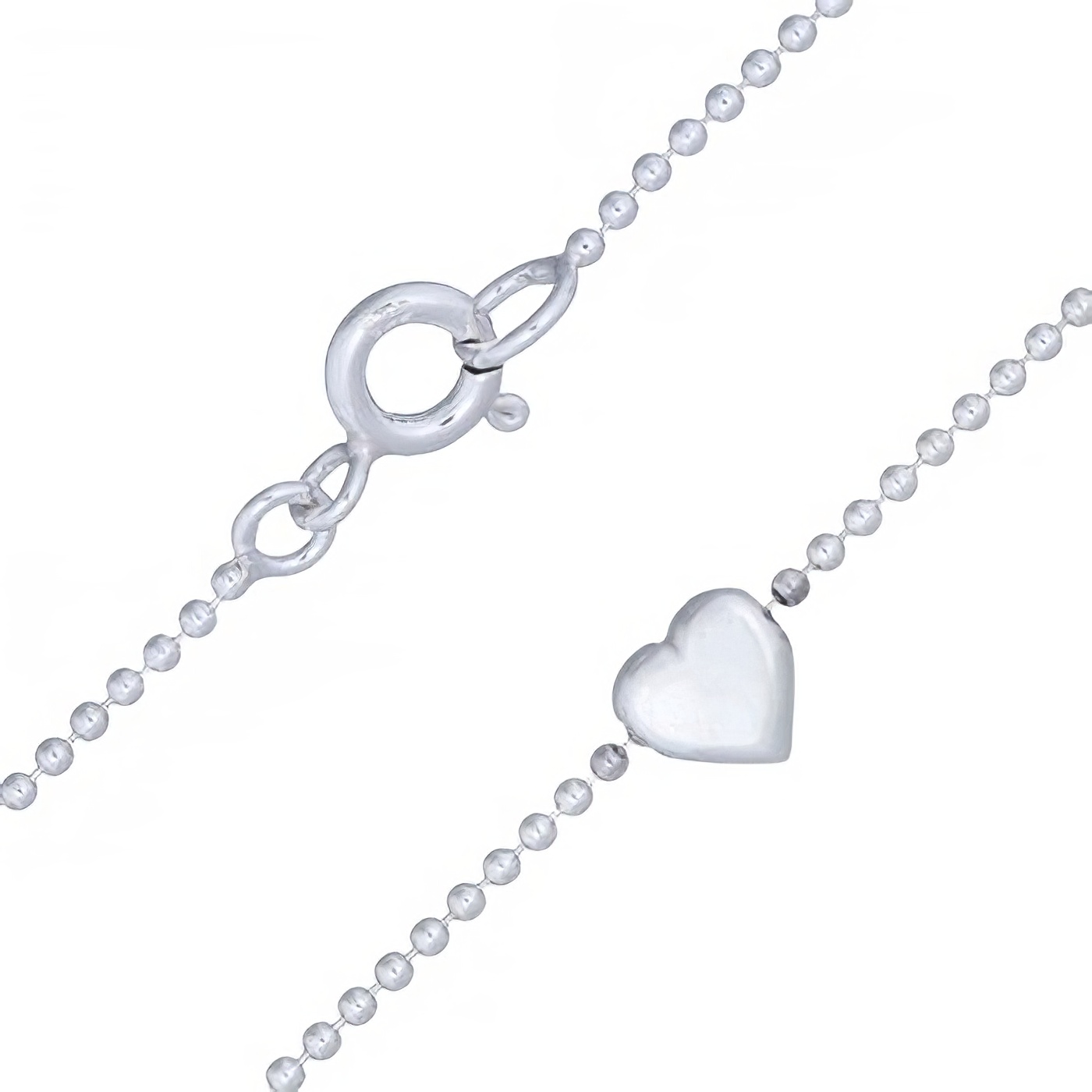 Little Heart Charm In 925 Sterling Silver Bead Chain Anklet by BeYindi 