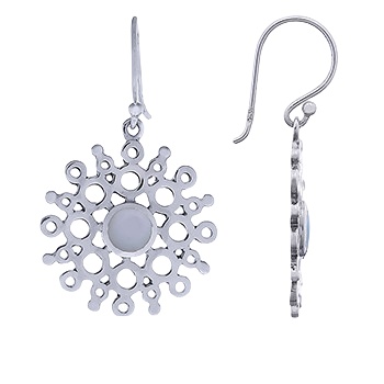 Bubbly Sunburst Silver Earrings with MOP by BeYindi 