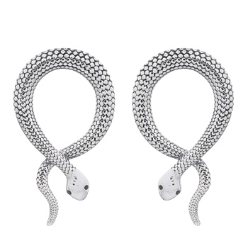 Cobra Snake Turned Round Sterling Silver Stud Earrings by BeYindi 