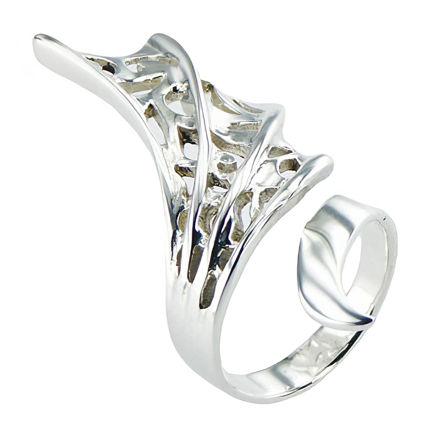 Extravagant Ajoure Silver Spiral Fan Art Nouveau Styled Ring by BeYindi 