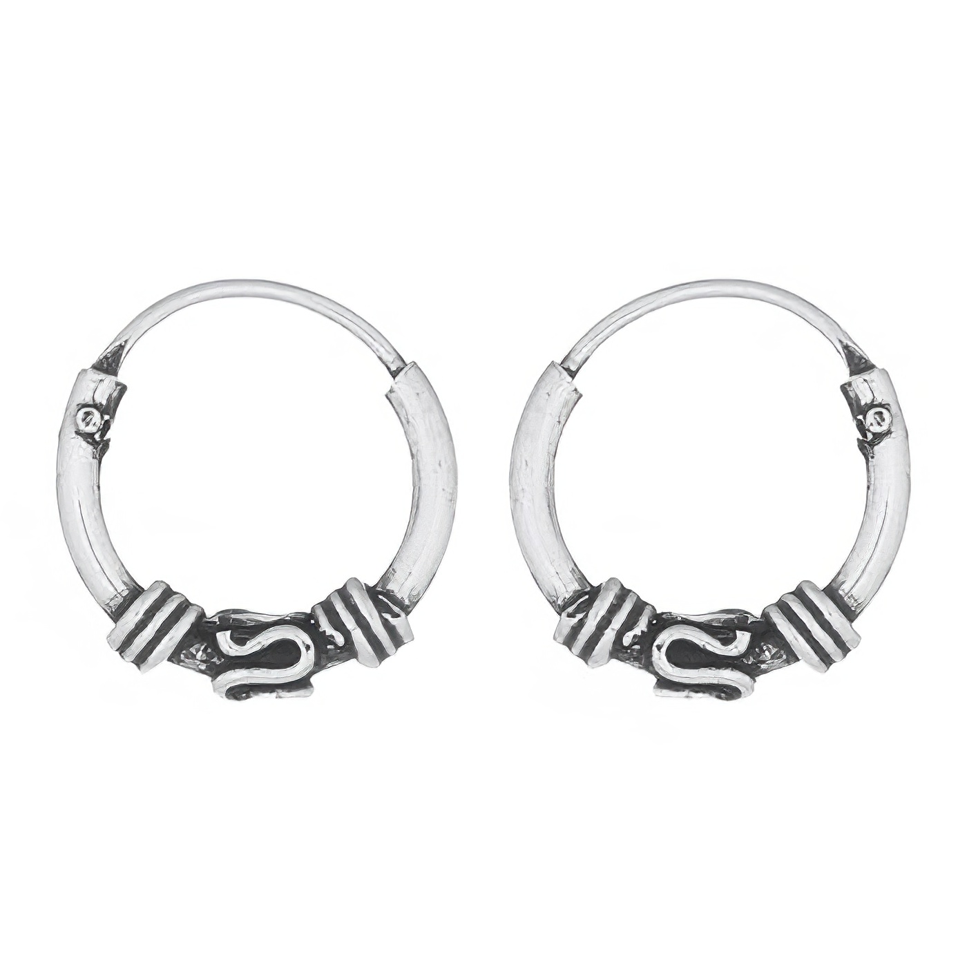 925 Silver Jewelry | 12mm Silver Bali Hoops - 9604