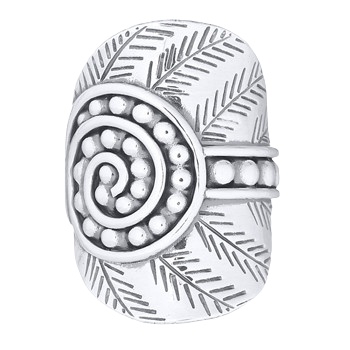 Ethnic Beaded Spiral Leaf 925 Silver Ring by BeYindi 