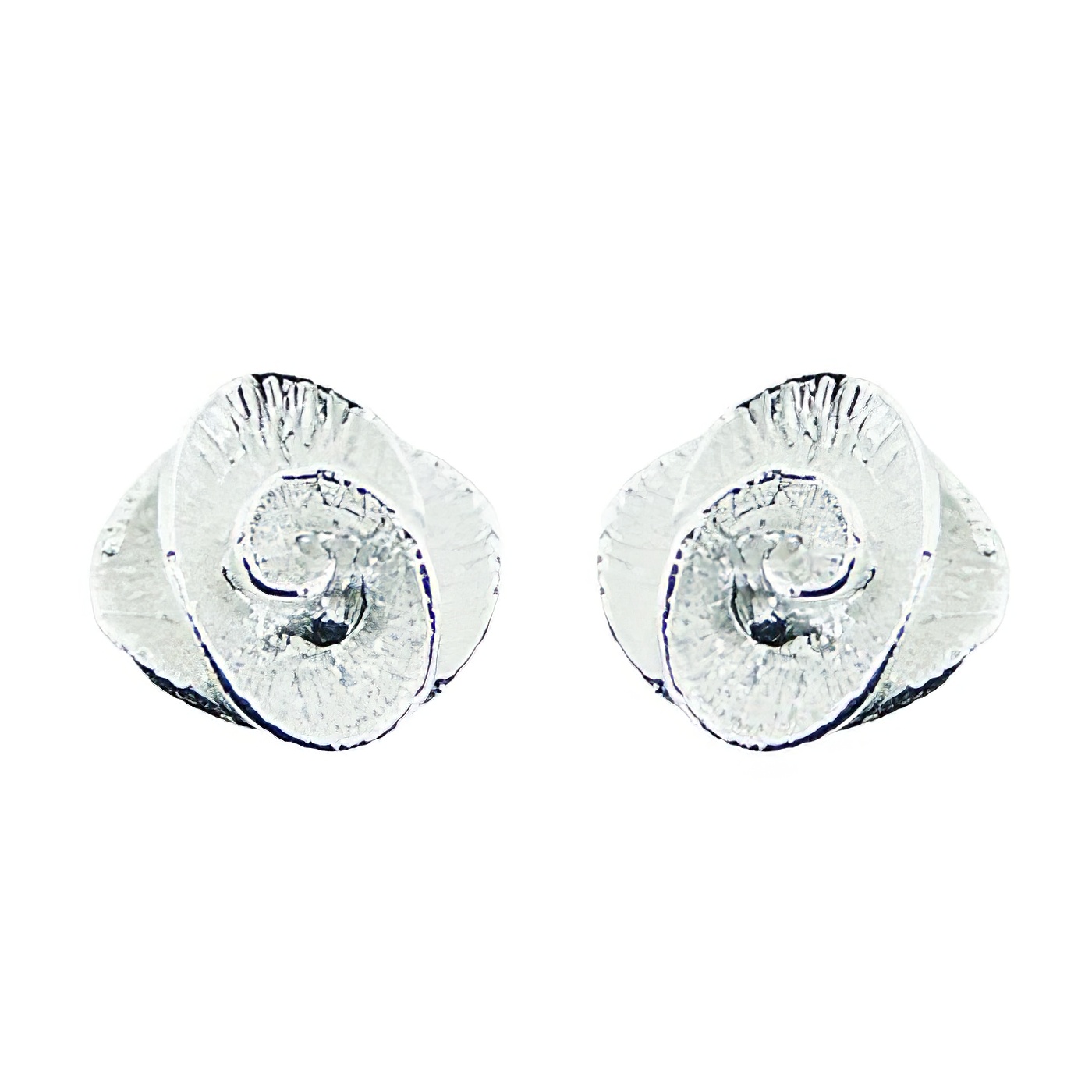 Adorable Twirled Flowers 925 Sterling Silver Stud Earrings 