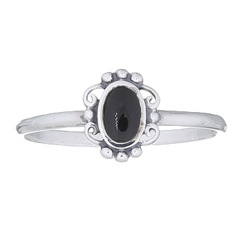 Antiqued Black Stone Mirror Vendor 925 Silver Ring by BeYindi 