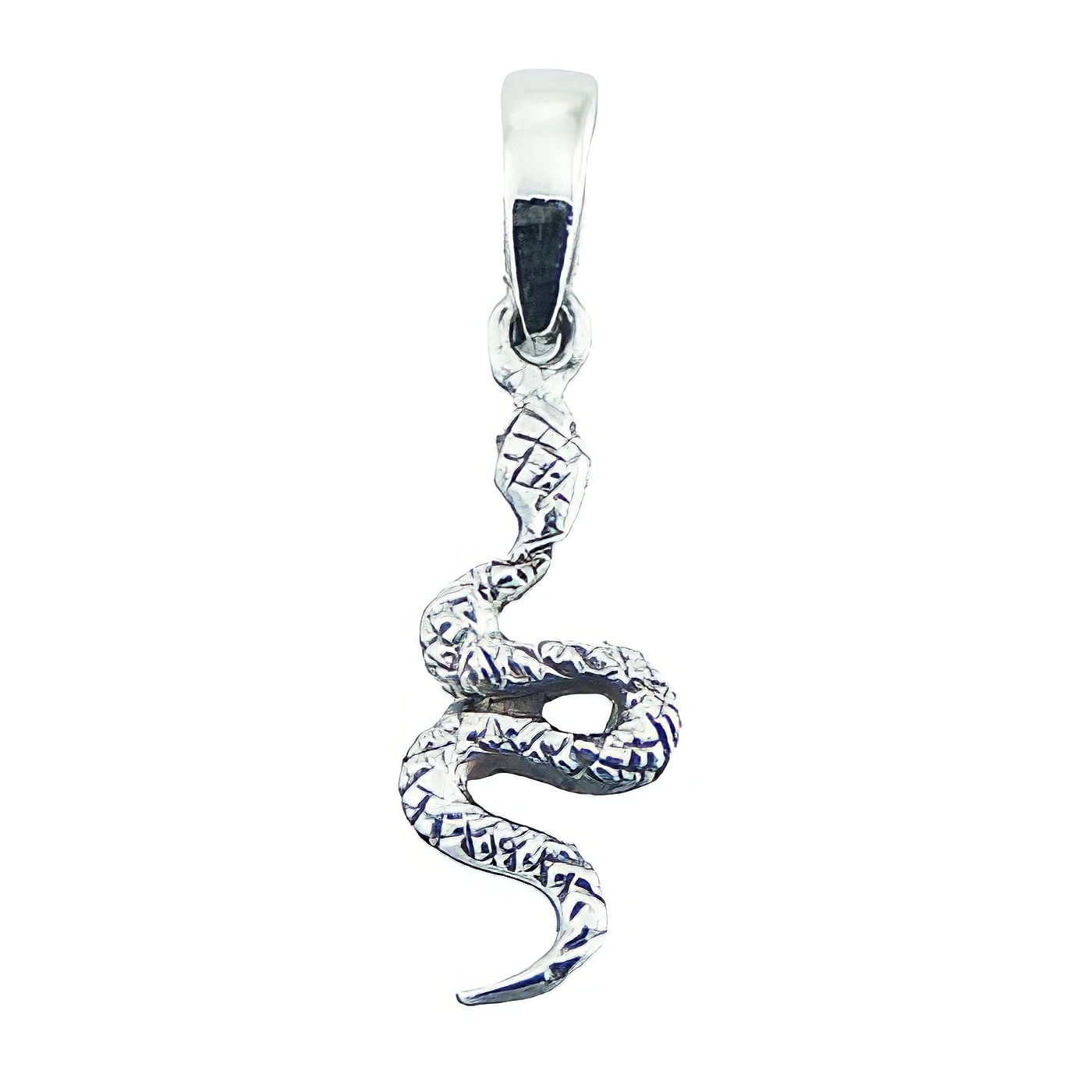 Ornamented Chinese Zodiac Sterling Silver Snake Pendant 