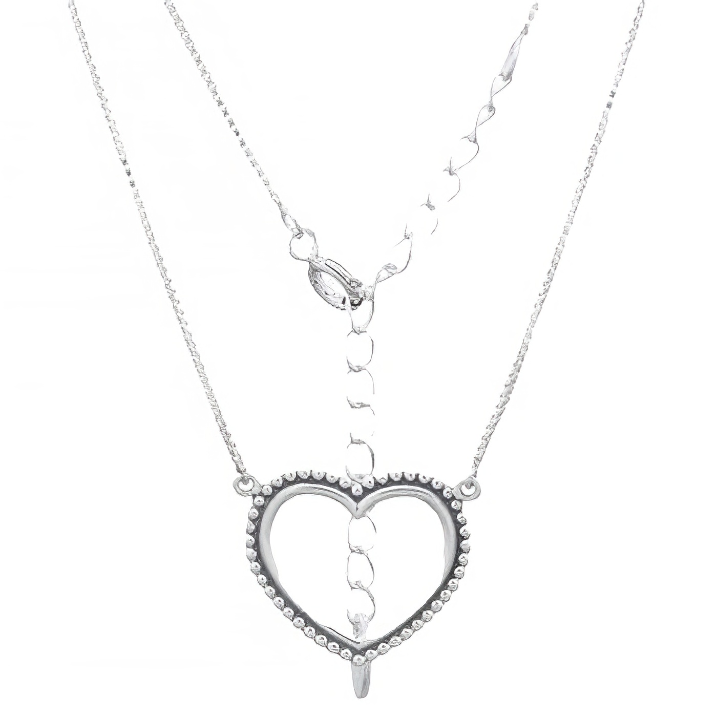 Vintage Heart 925 Silver Box Chain Necklace 