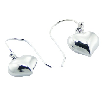 Petite Sterling Silver Puffed Hearts Dangle Earrings by BeYindi 