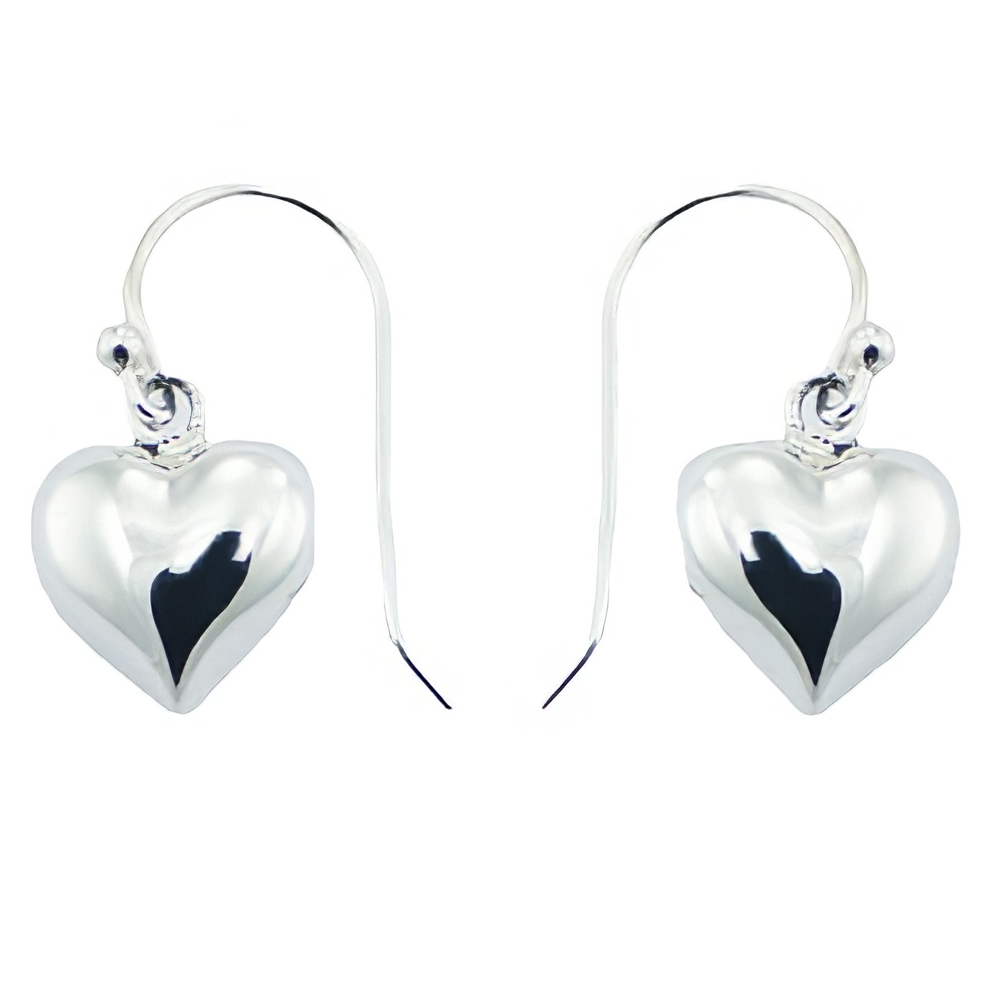 Petite Sterling Silver Puffed Hearts Dangle Earrings by BeYindi 