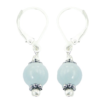 Light-blue Hydro Quartz Ball Sterling Silver Drop Earrings by BeYindi 