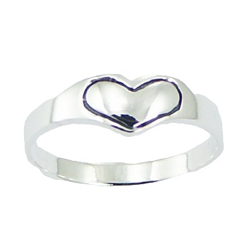 Polished Sterling Silver 925 Engraved Heart Band Ring by BeYindi 