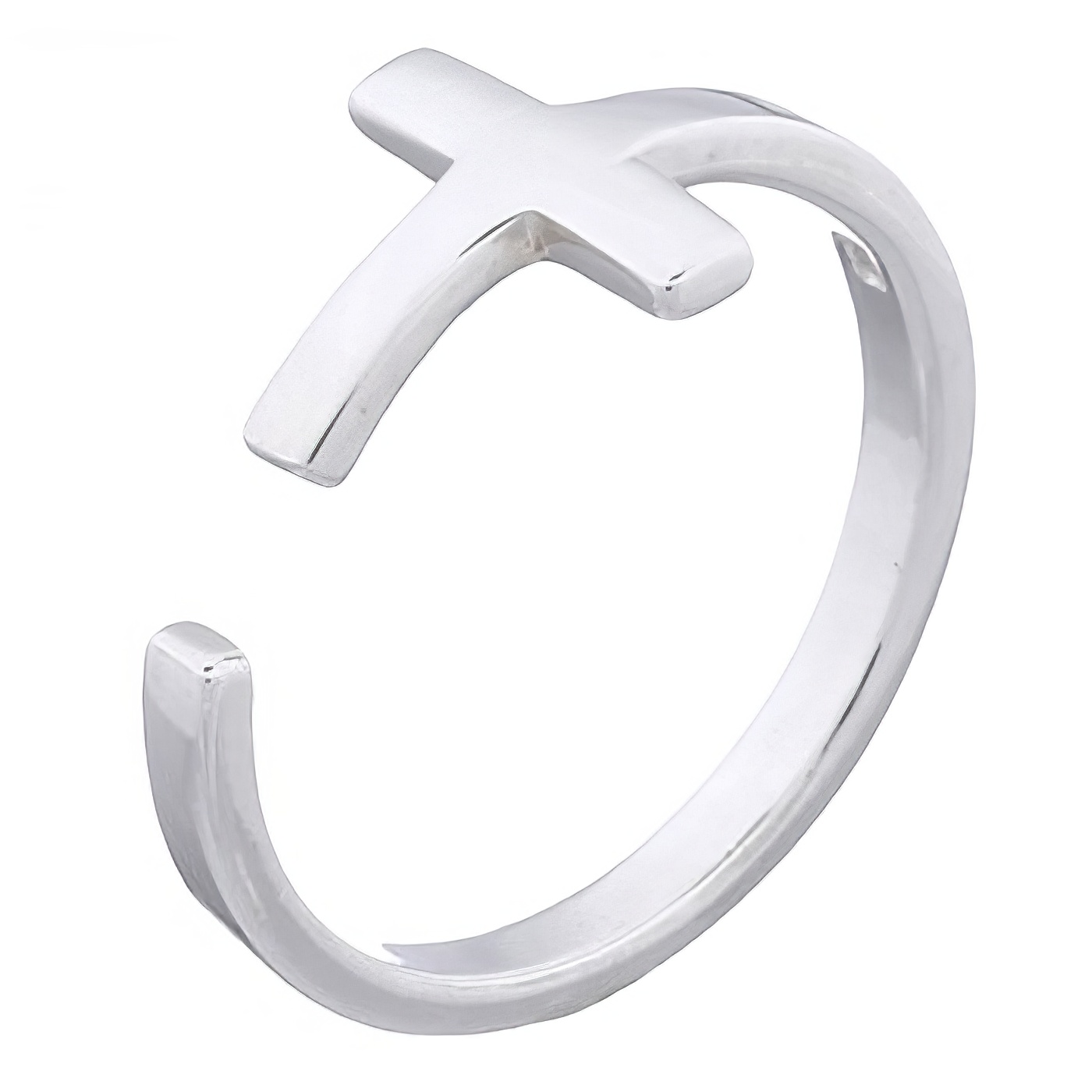 Polished Sterling Silver 925 Modern Cross Ring 