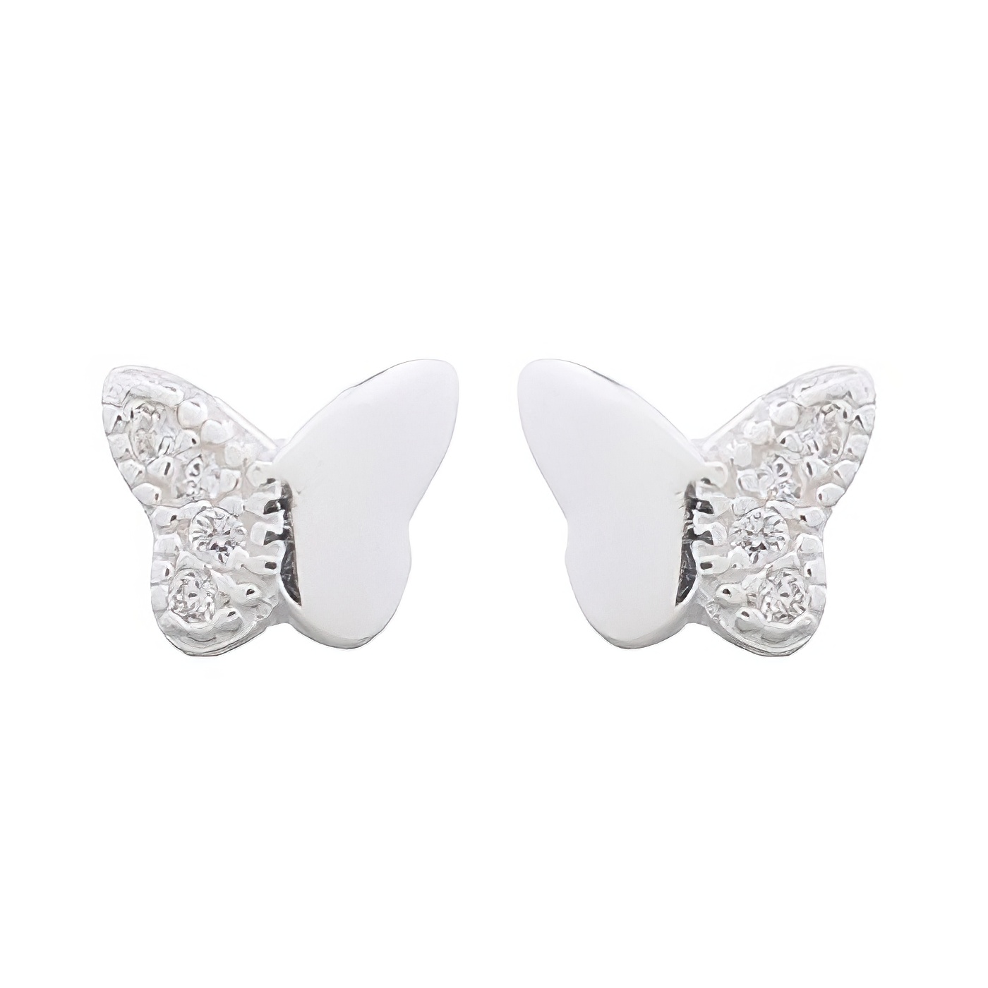 Mini Butterfly 925 Stud Earrings With Cubic Zirconia White by BeYindi 