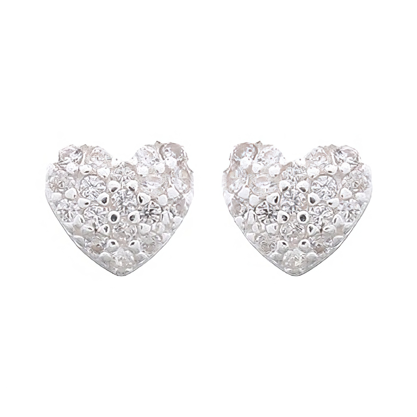 Little Heart Stud Earrings Silver with Cubic Zirconia White by BeYindi 