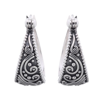 Stunning Ornamented Style Hoops Earrings 925 Silver by BeYindi 