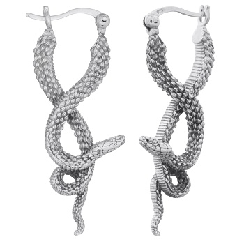 MaMba Snake Hoops Earrings 925 Sterling Silver by BeYindi 