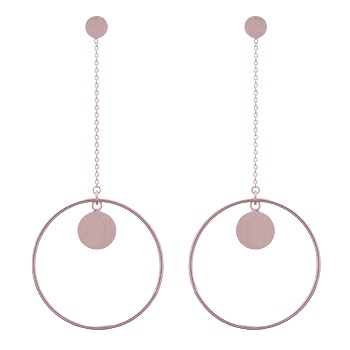 Flipping Disc In Circle Chain Rose Gold Stud Earrings by BeYindi 