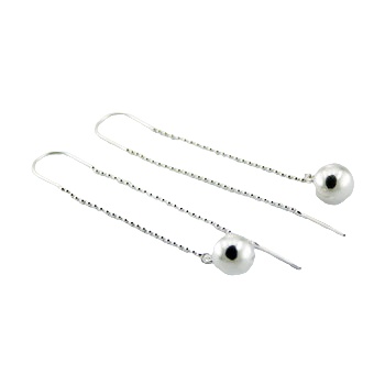 Spheres On Bead Chains Sterling Silver Threader Earrings by BeYindi 