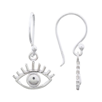 Trendy Evil Eye With Lashes 925 Silver Dangle Earrings by BeYindi 