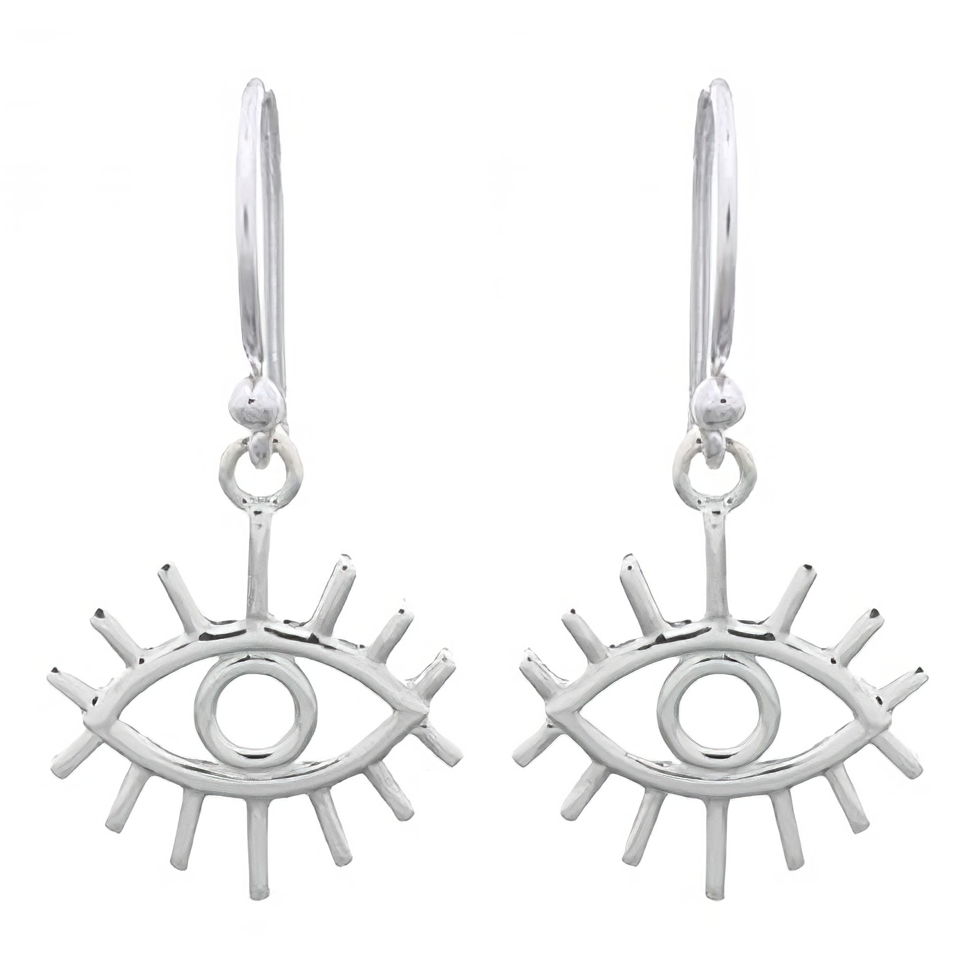 Sterling Silver Stylish Evil Eye With Lashes Dangle Earrings by BeYindi 