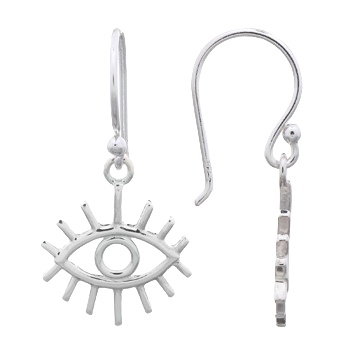 Sterling Silver Stylish Evil Eye With Lashes Dangle Earrings by BeYindi 