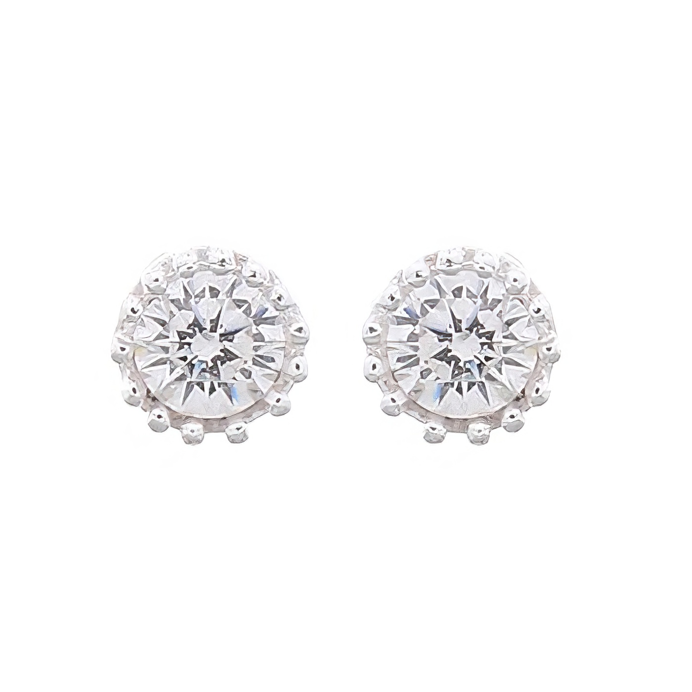 Faceted Mini White Cubic Zirconia 925 Stud Earrings Silver by BeYindi 