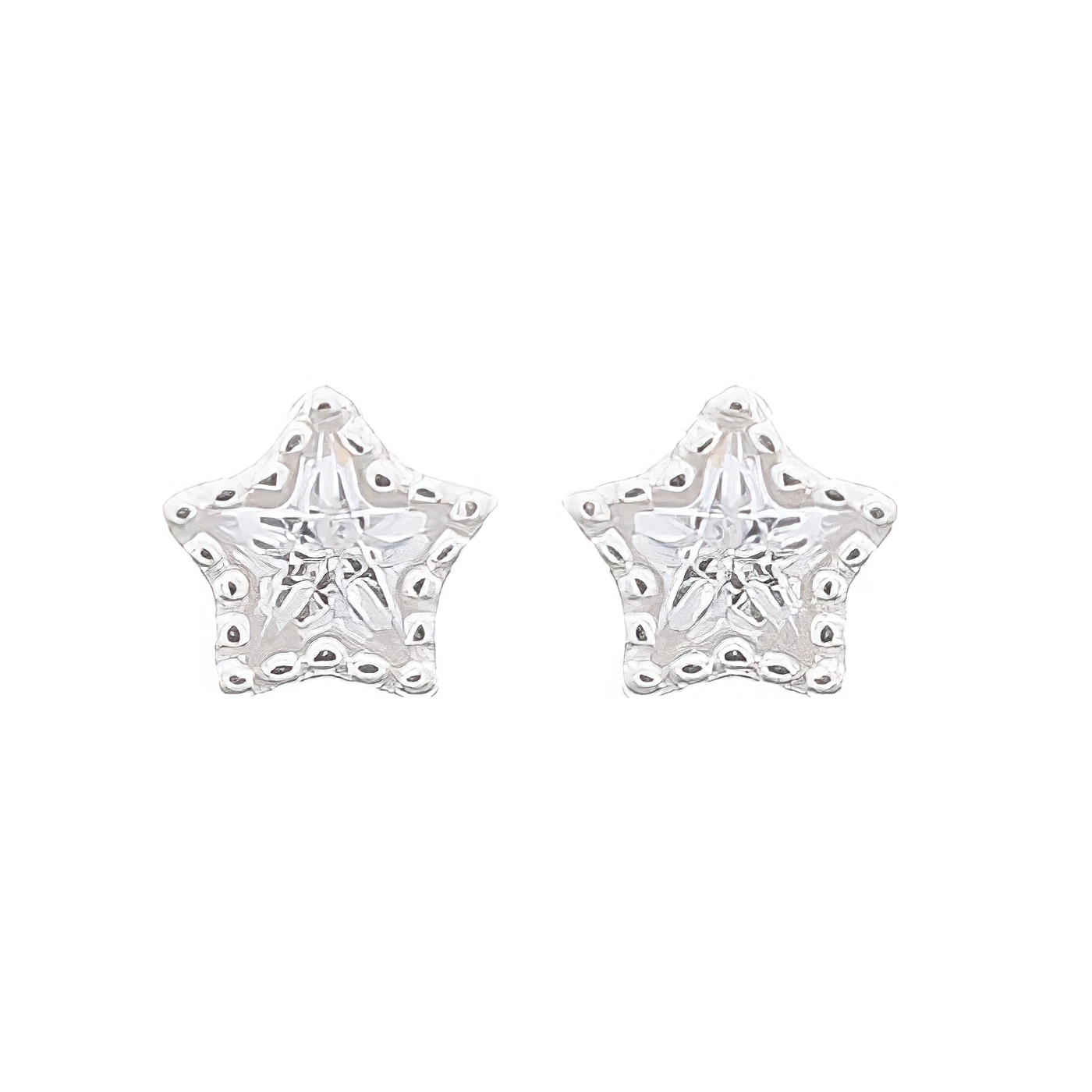 Mini Sparkling Star With White CZ 925 Silver Stud Earrings 
