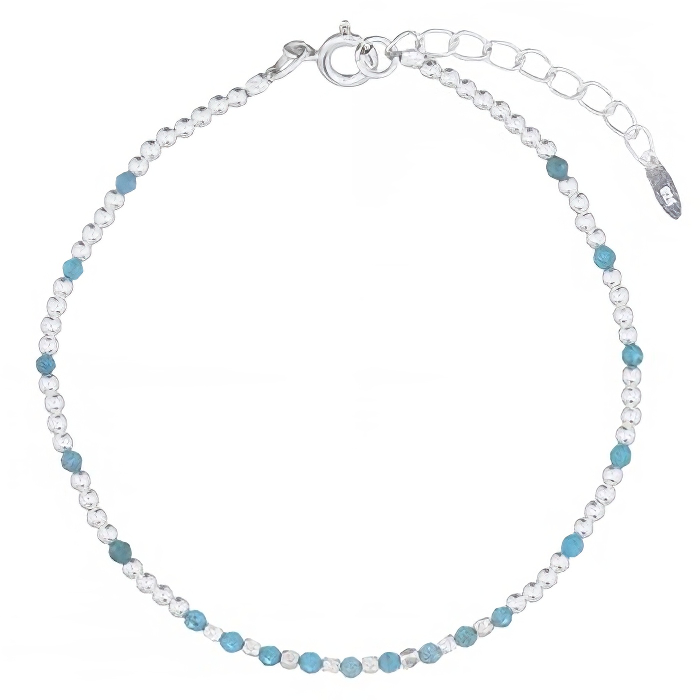 Dainty Blue Apatite Stone Bracelet 925 Silver by BeYindi 