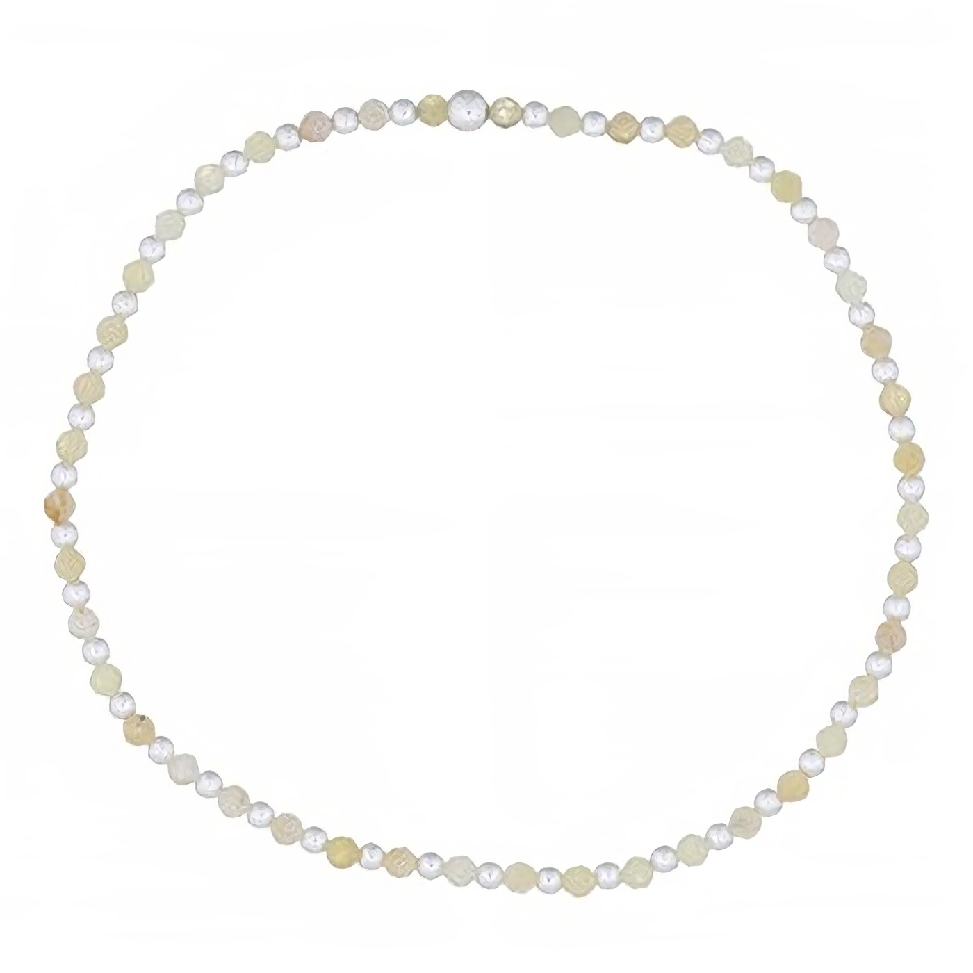Stretchable Yellow Opal With 925 Silver Round Beads Bracelet by BeYindi 