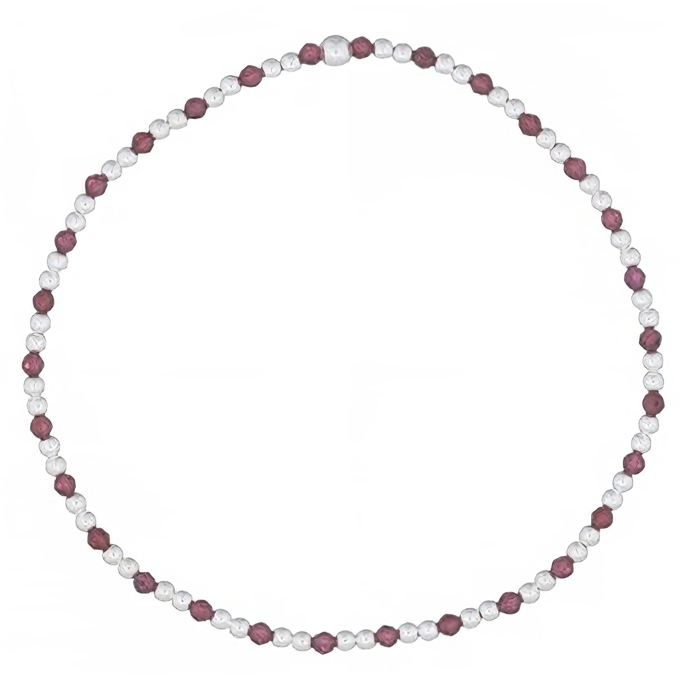 Two Silver Spheres Spacer With Garnet Stretchable Bracelet by BeYindi 