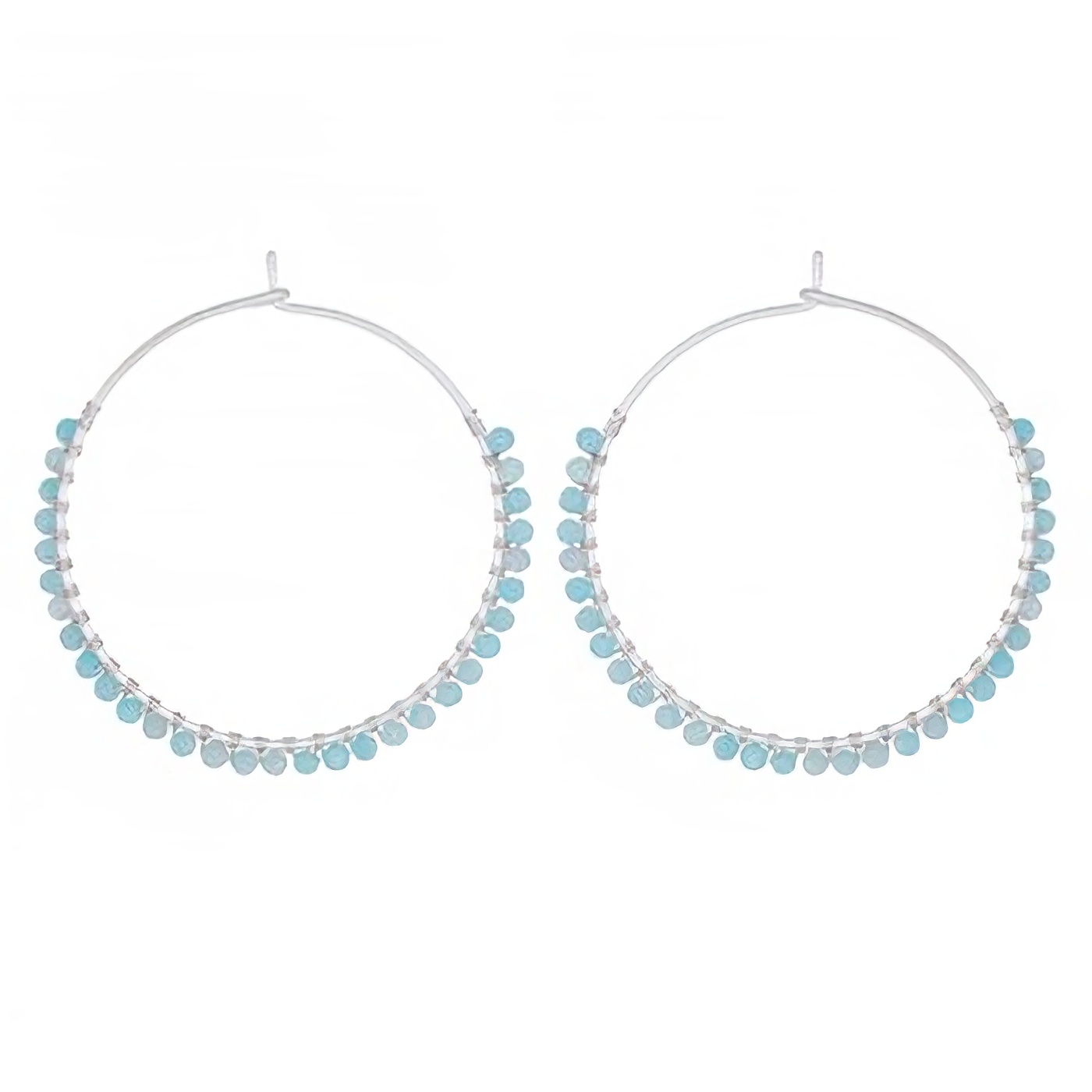Amazonite Large 925 Silver Wire Hoops by BeYindi 