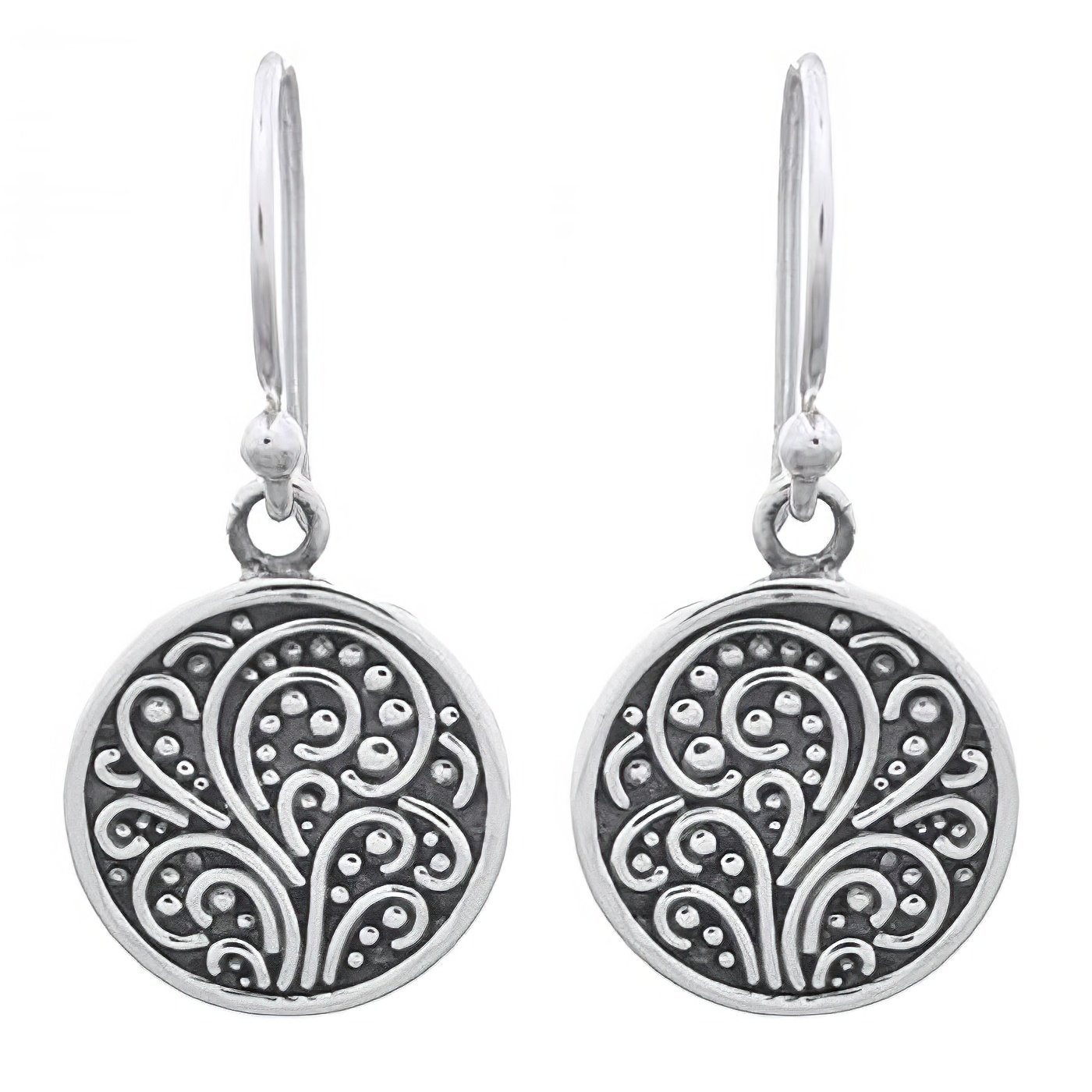 Stunning Ornamented Disc Dangle 925 Sterling Silver by BeYindi 
