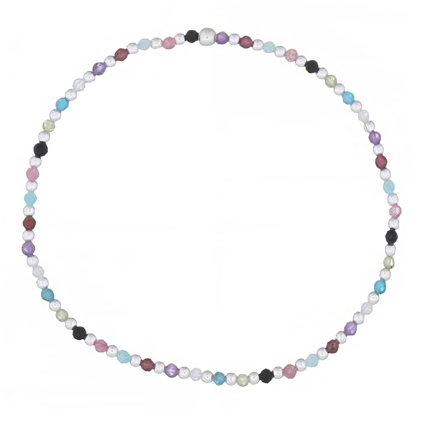 Stretchable Mix Stones With 925 Silver Round Beads Bracelet by BeYindi 
