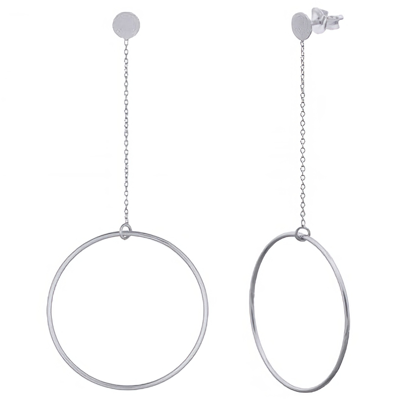 Circle Swing Silver Plated Stud Earrings 