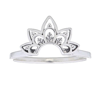 Bohemian Lotus Crown 925 Silver Ring by BeYindi 
