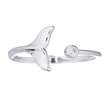 Mermaid Tail CZ Open Ring Sterling Silver by BeYindi 