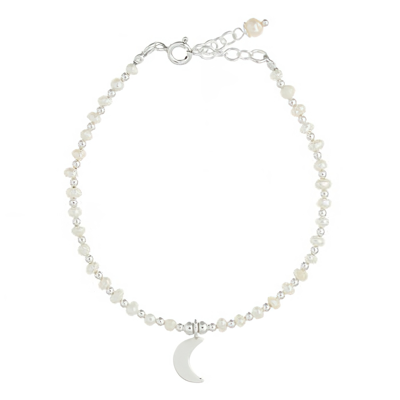 Classy Freshwater Pearl and a Moon Charm Bracelet 