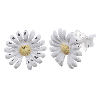 Lovely Missing Petal Flower With Gold Plating 925 Studs Silver by BeYindi 