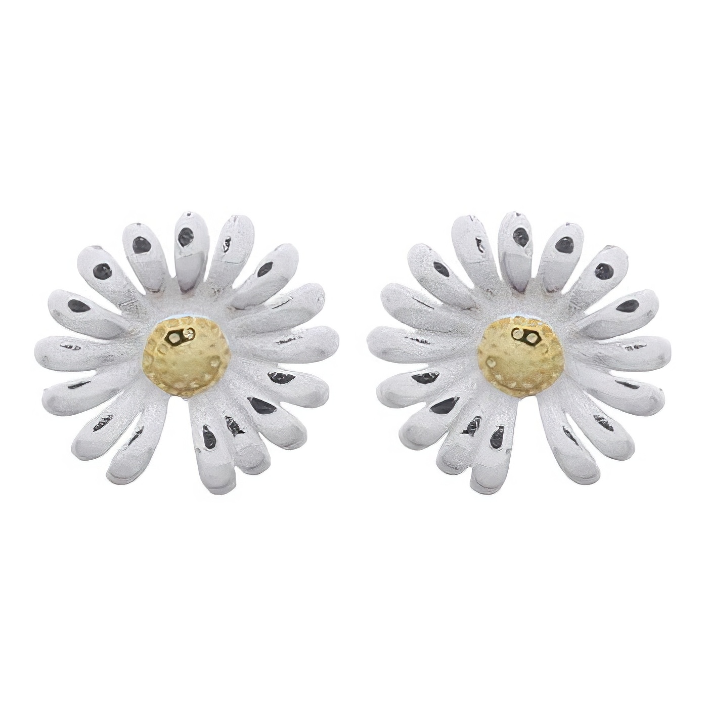 Lovely Missing Petal Flower With Gold Plating 925 Studs Silver by BeYindi 
